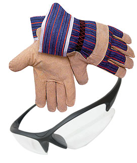 очки и перчатки для работы на болгарке