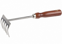 8-421149 Грабельки GRINDA из нерж. стали с деревянной ручкой, 250 мм, 4 зубца