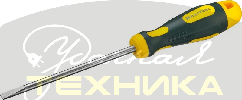 250071-6.5-125 Отвертка Kraftool X-Drive Cr-Mo-V сталь, двухкомп противоск. рукоятка, SL, 6,0*125мм