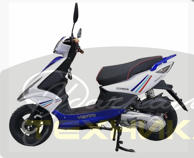CORSA 49cc Скутер Vento, макс нагрузка 150кг, 50см3, 10,5л.с, 10"/10", 85кг +сигнал. в подарок