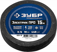 1231-15 Изолента ЗУБР Электрик Про15 м, х/б, чёрная