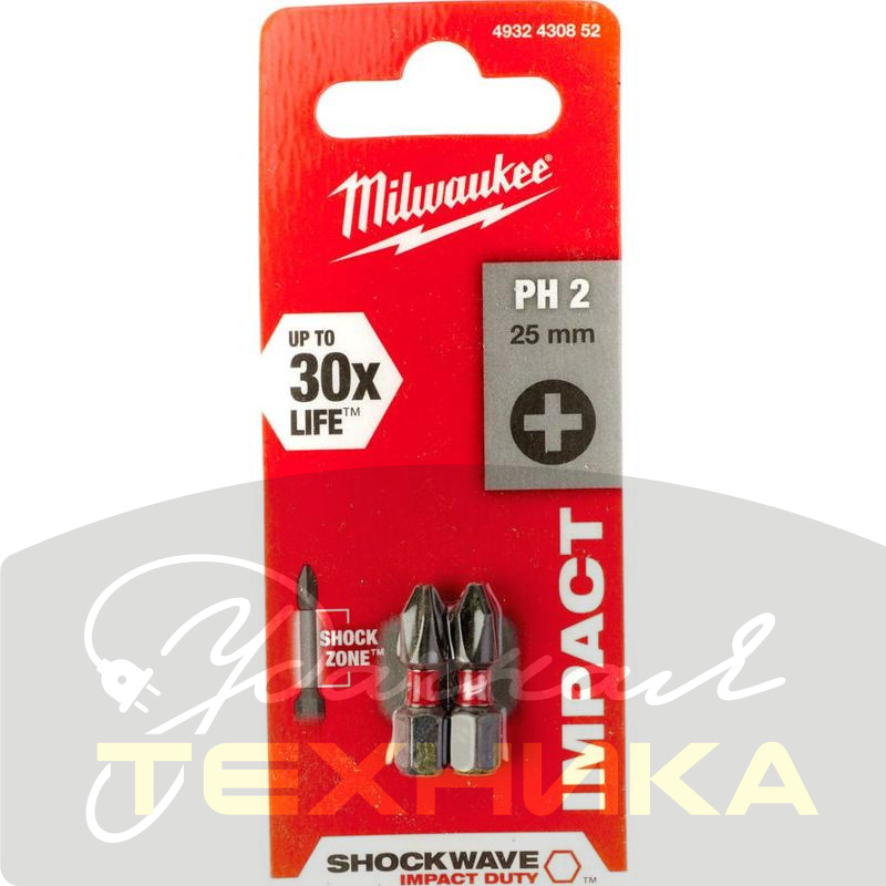 4932430852 Насадка Milwaukee SHOCKWAVE PH2 25мм (2шт) 4932430852