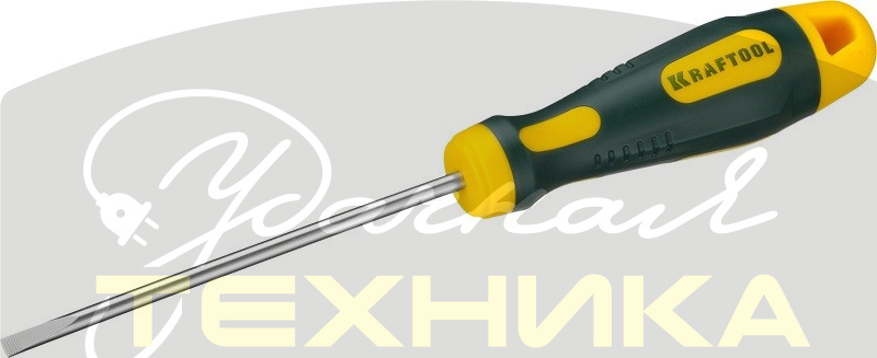 250071-4.0-090 Отвертка Kraftool X-Drive Cr-Mo-V сталь, двухкомп противоск. рукоятка, SL, 4,0*100мм